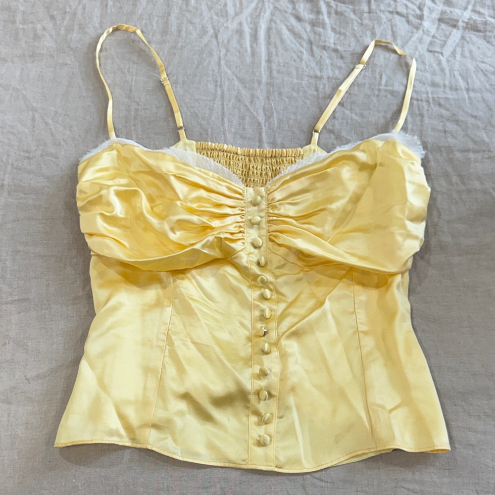 Reformation Yellow Satin Camisole Top